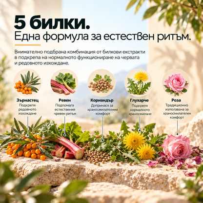 Лаксо Ритъм – билков екстракт за нормален чревен ритъм и изхождане